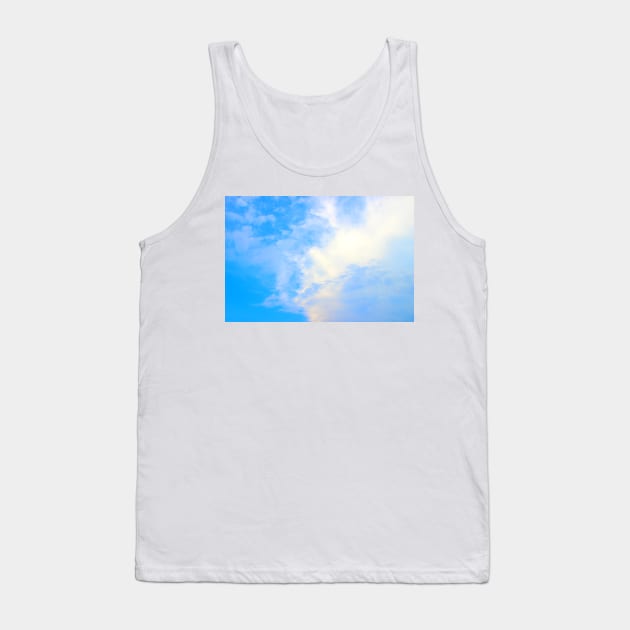View of the sky split between puffy and thick clouds on the right and azure color on the left Tank Top by KristinaDrozd